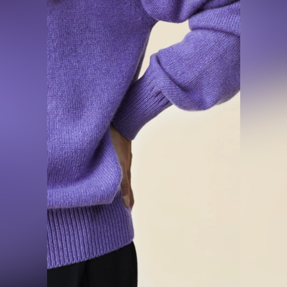 Tricot Paris Violet 100% Cashmere Crewneck - Picture 2 of 4
